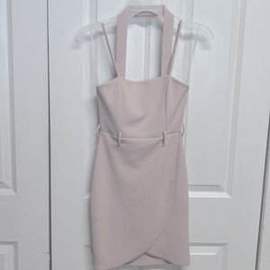 G lare Cream Belted Spaghetti Strap Stretch Mini Dress Size S